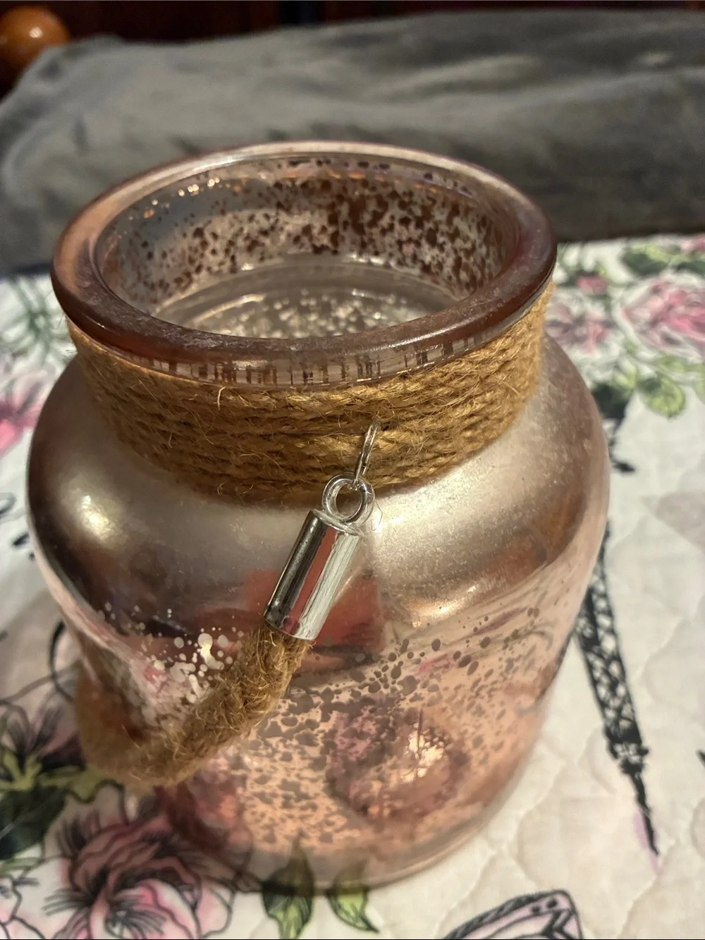 Gold Glass Rope-Handled Decorative Vase
